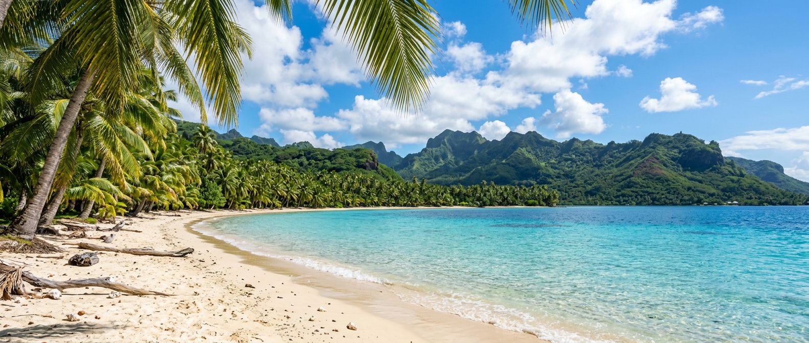 Tropical beach destination requiring travel vaccinations and malaria protection
