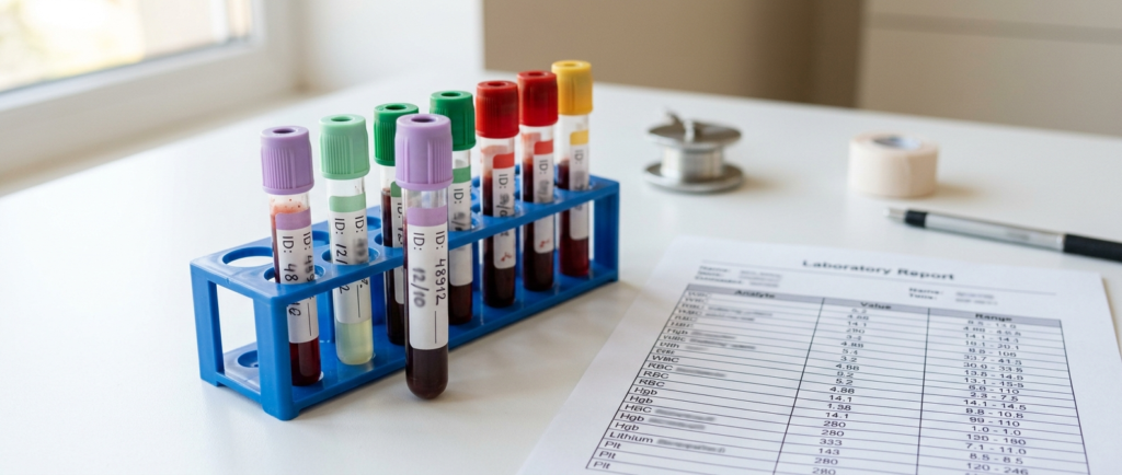 Blood samples prepared for thyroid function analysis